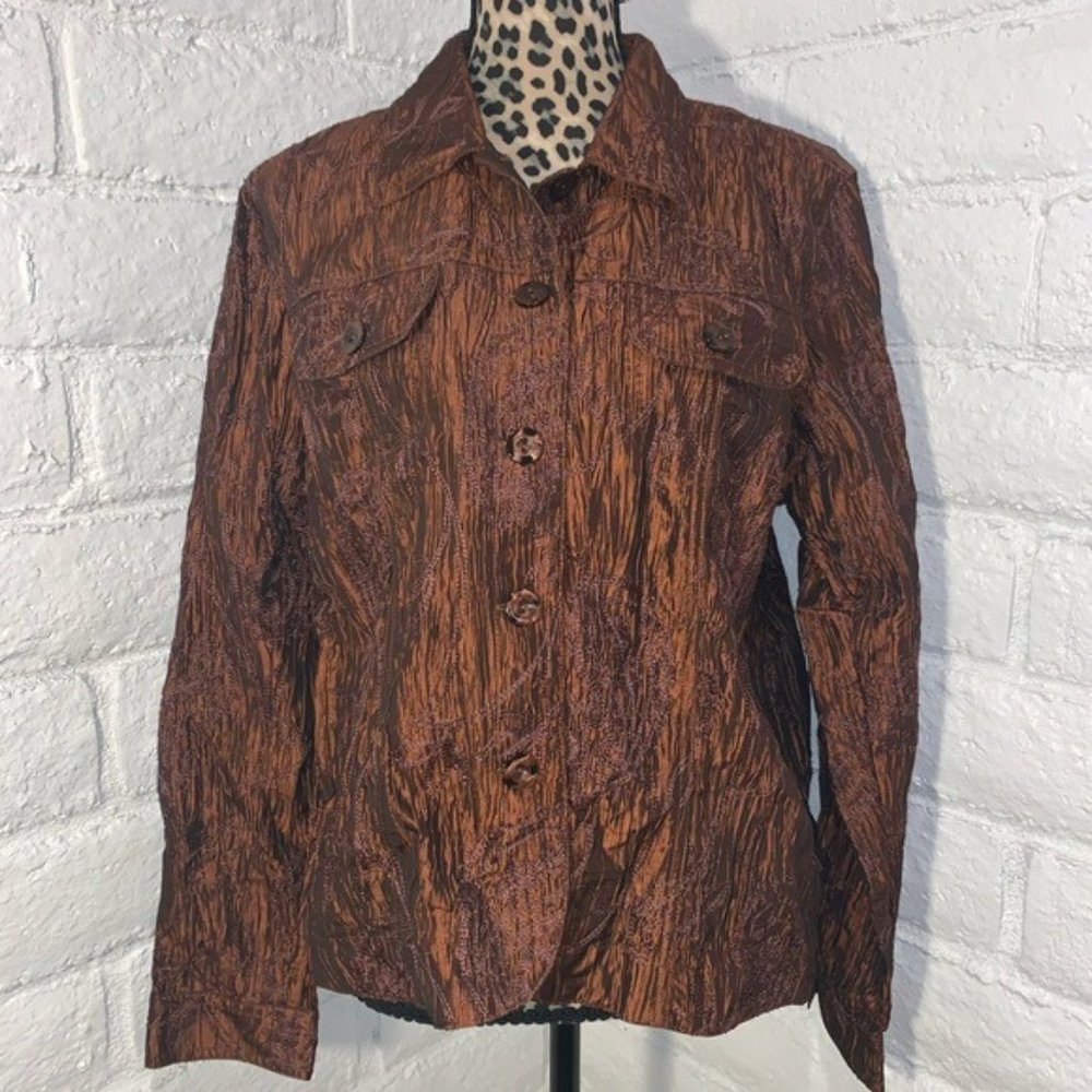 Coldwater Creek: Beautiful Embroidered Jacket - Bronze